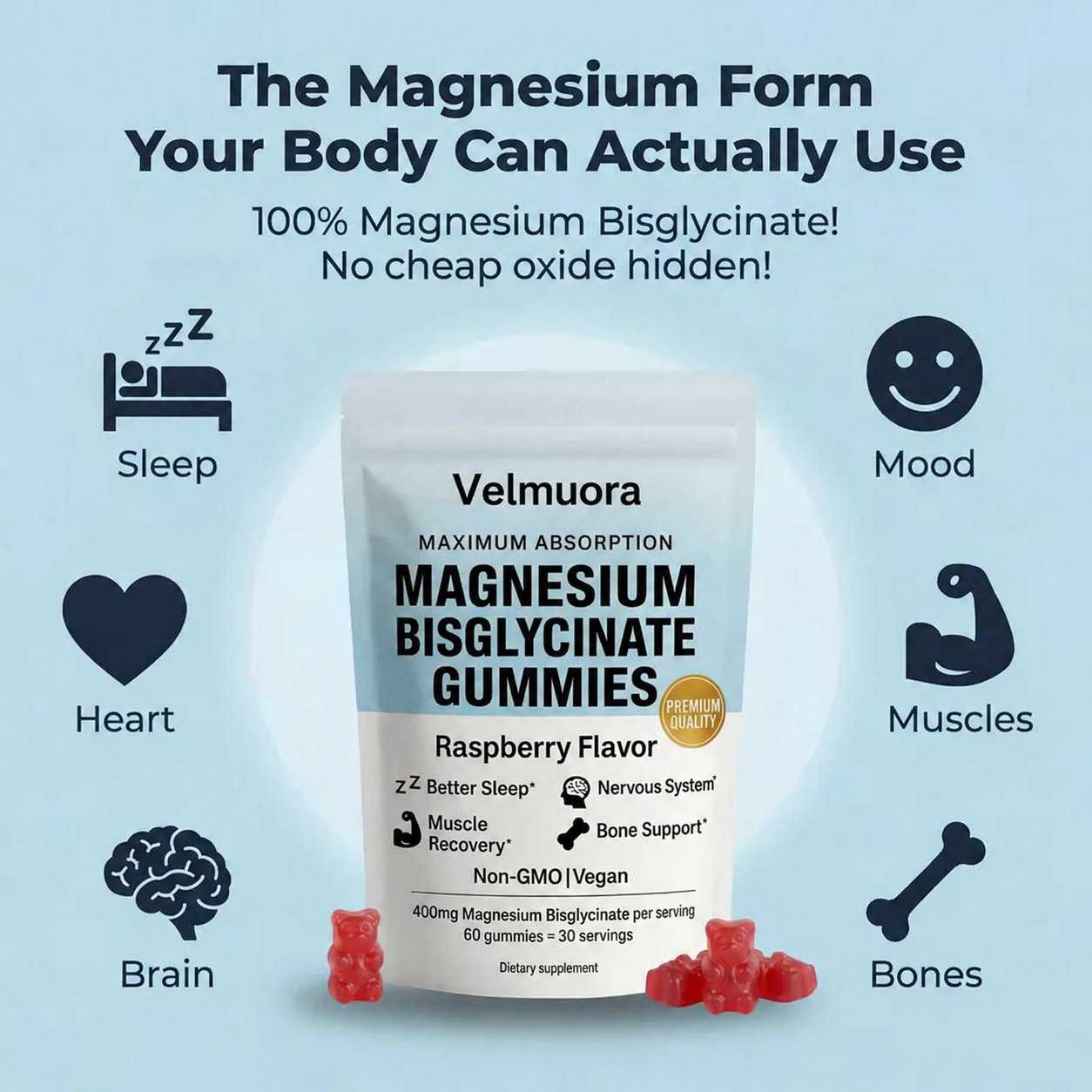 Velmuora Magnesium Bisglycinate Gummies